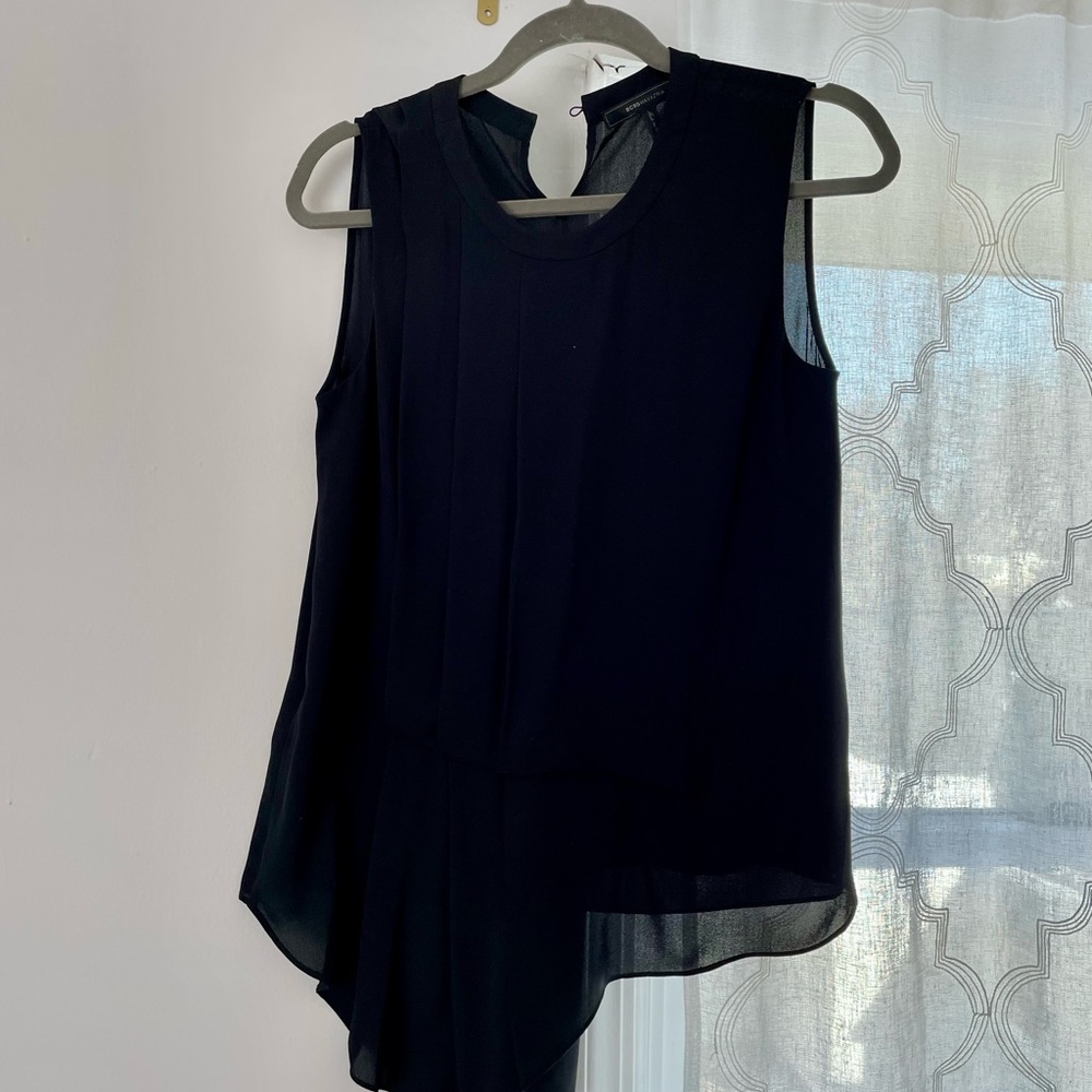 BCBG Max Azria Black Sleeveless Asymmetrical Top